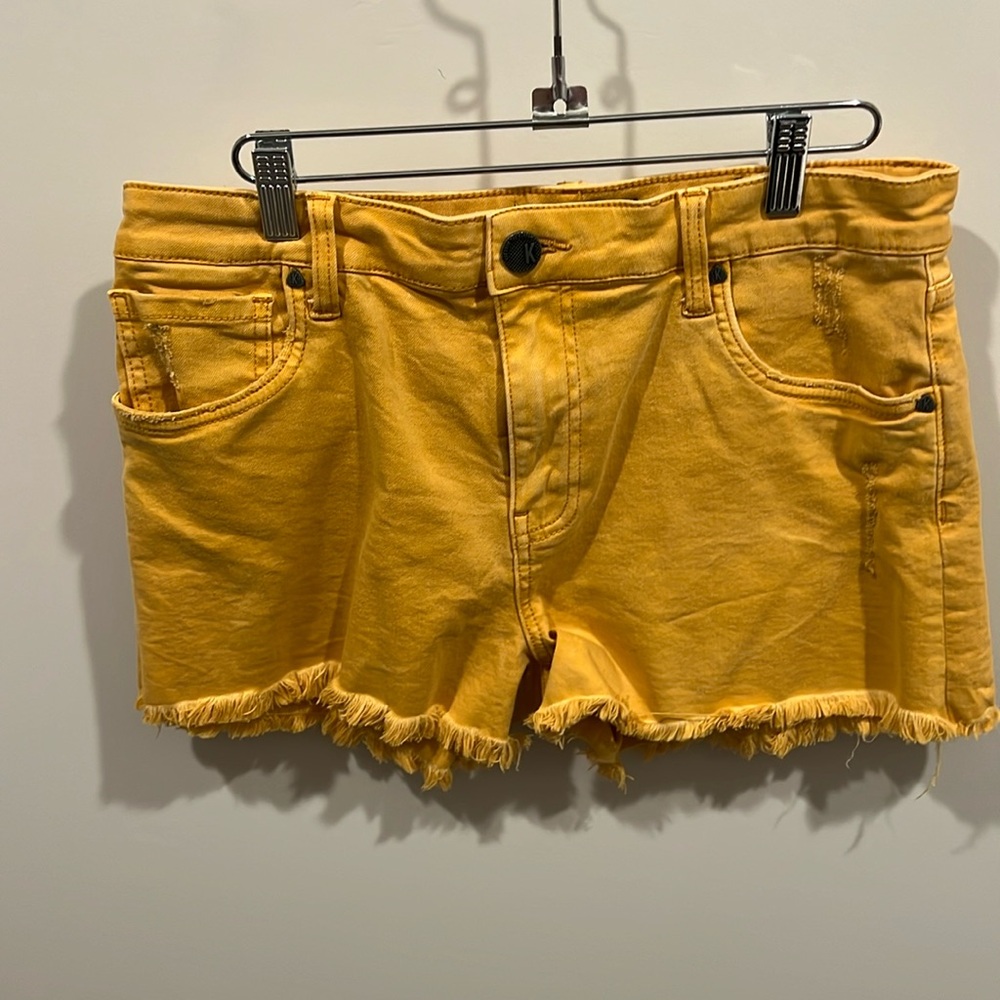 Kut From The Cloth sunflower yellow jean shorts